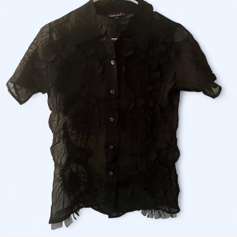 Chico's Black Textured Blouse